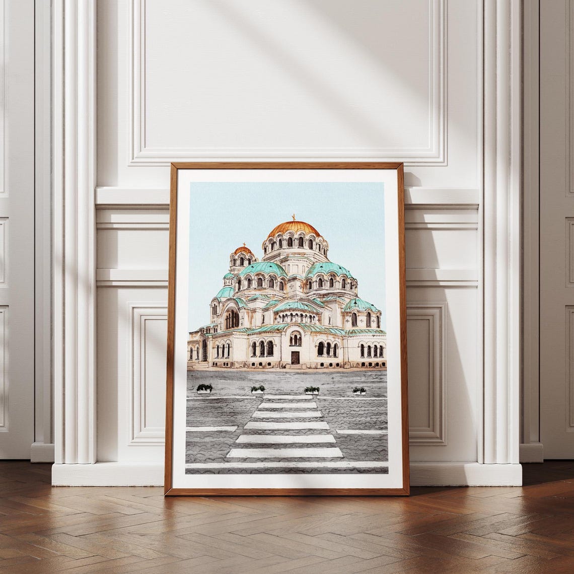 Sofia Bulgaria Alexander Nevsky Cathedral Domes Watercolor Poster - Image 3