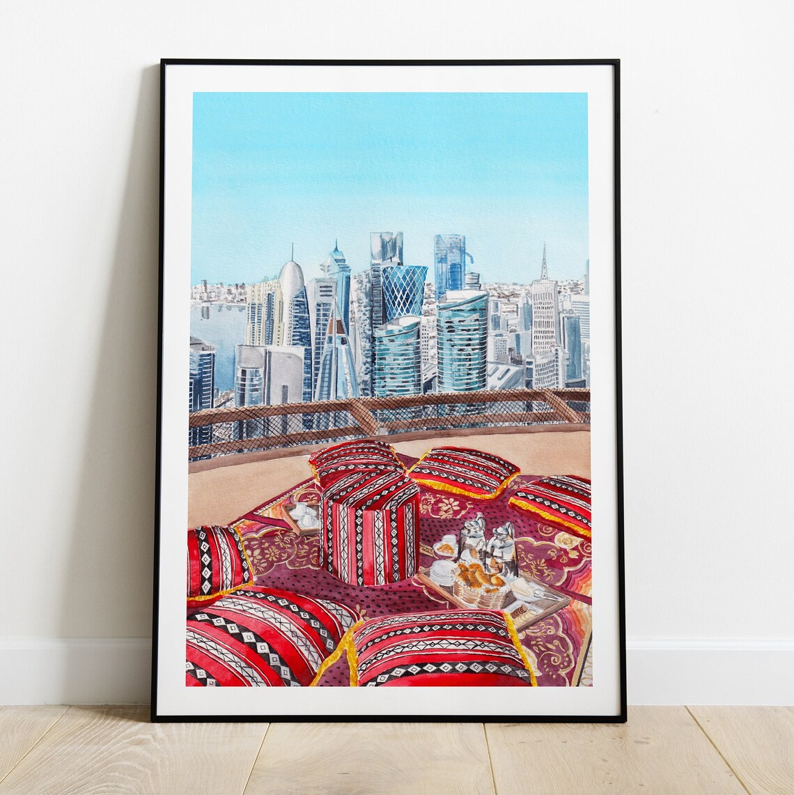 Doha Travel Poster, Qatar Cityscape Art Print - Image 2