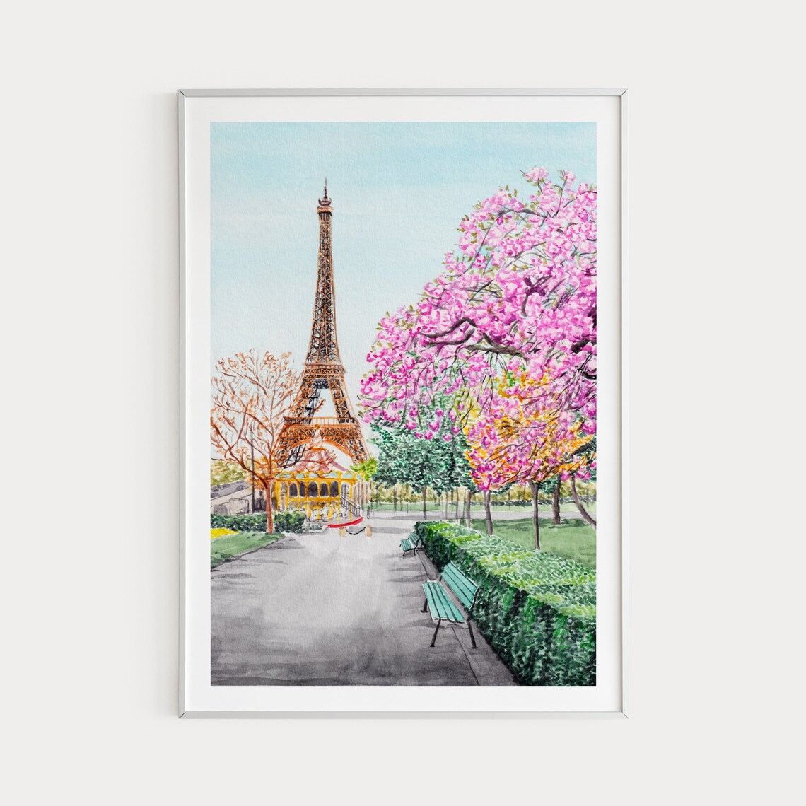 Paris Eiffel Tower, France Watercolor Travel Poster Art - Image 3