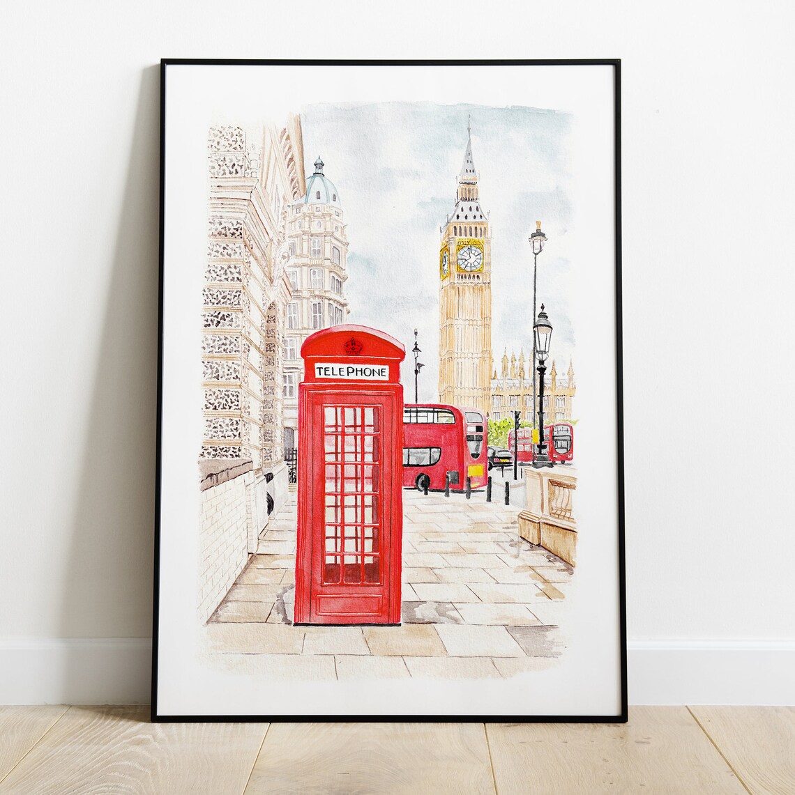 London Big Ben Watercolor Cityscape Art Print - Image 2