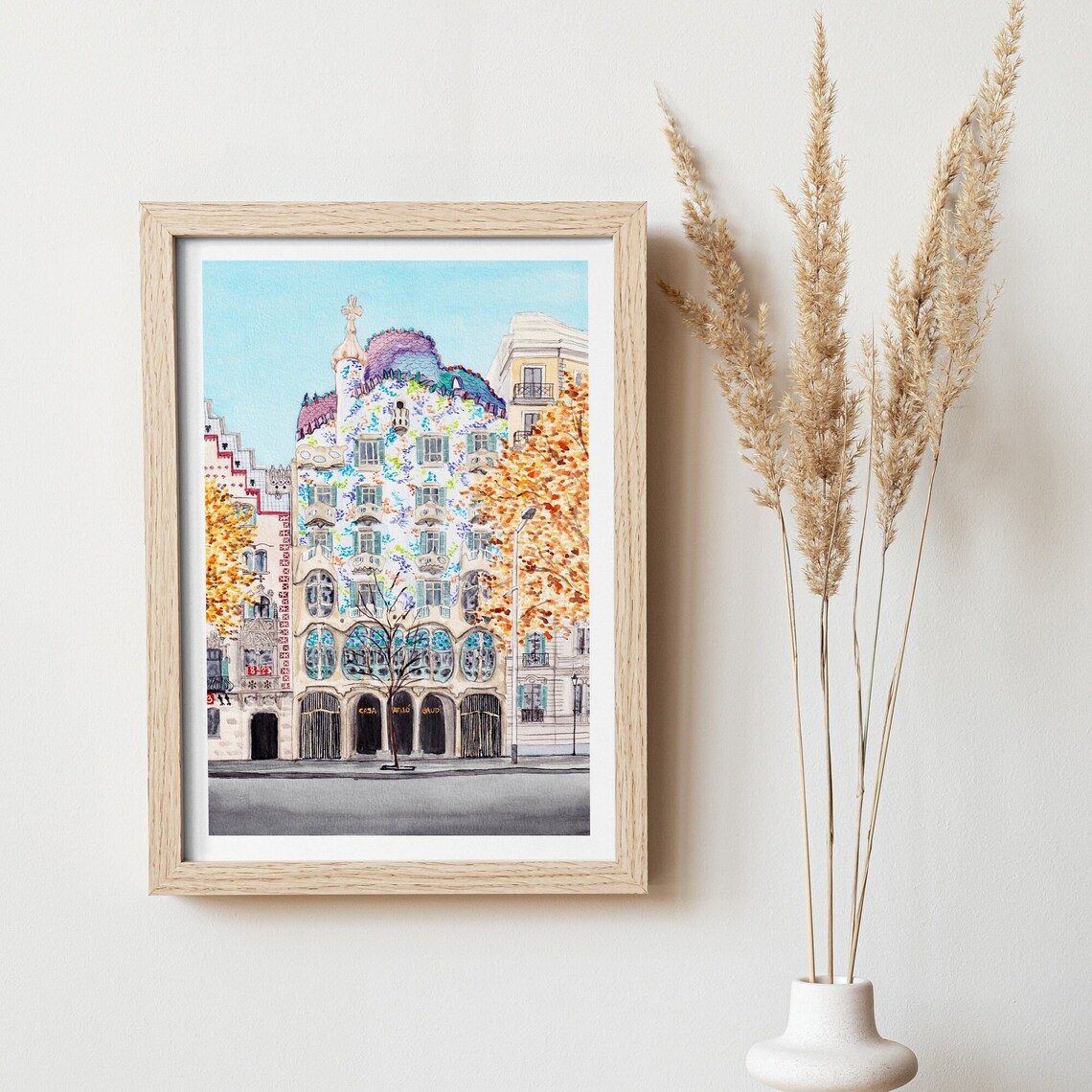 Casa Batlló Barcelona Travel Poster, Spain Cityscape - Image 3