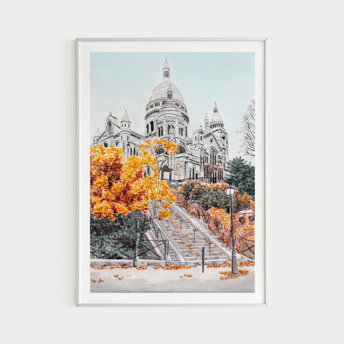 Sacre Coeur Paris Watercolor Art Print, Montmartre - Image 3