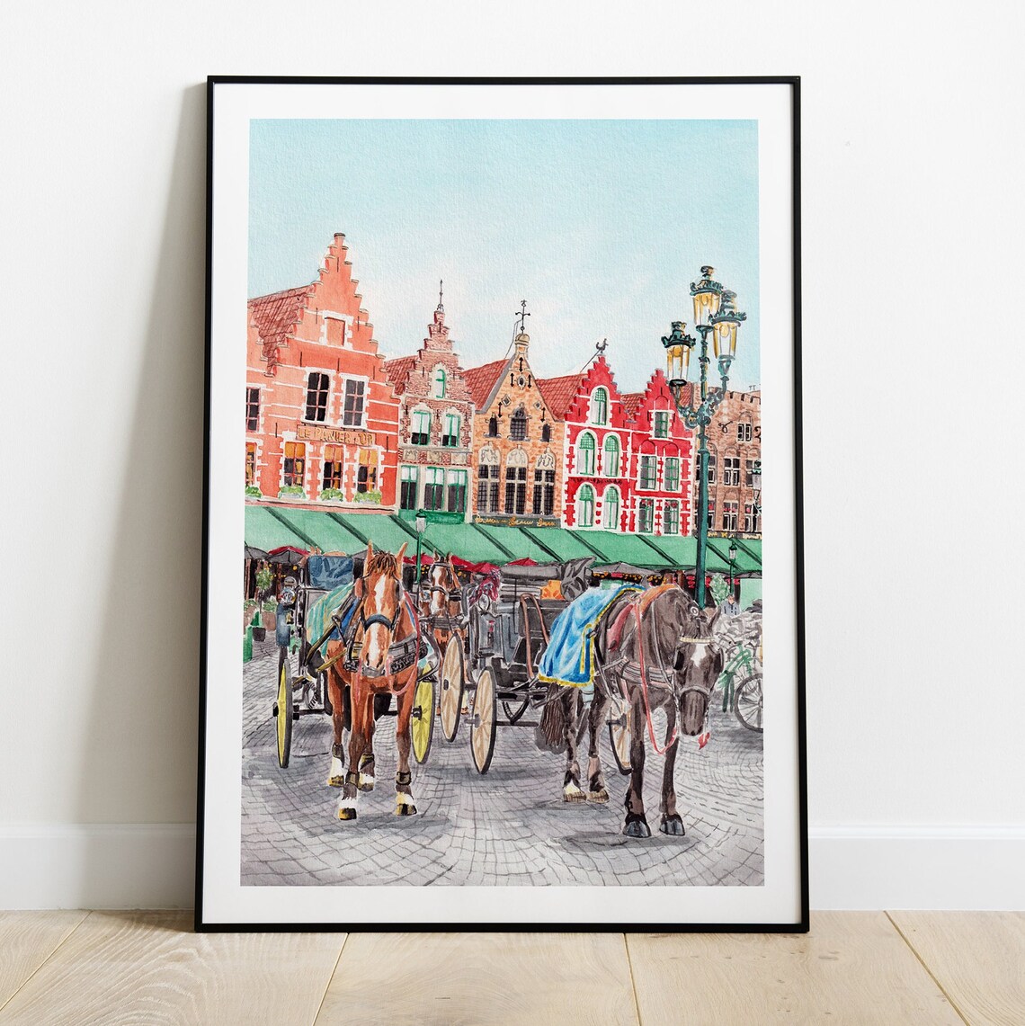 Bruges Belgium Cityscape Travel Poster, Europe - Image 2