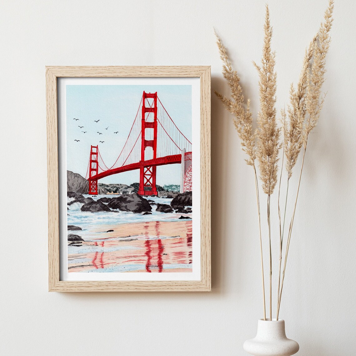 San Francisco Golden Gate Bridge Watercolor Travel Poster - Image 3