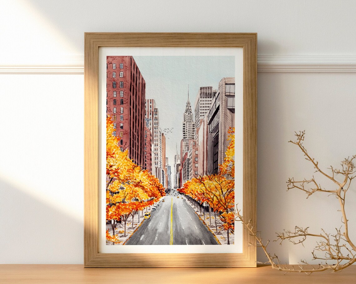 New York Watercolor Cityscape Wall Art Print - Image 2
