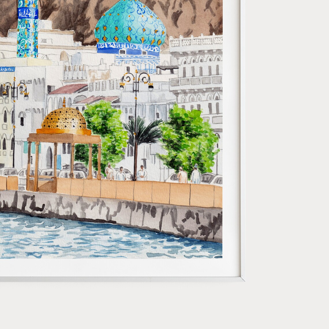 Muscat Watercolor Painting, Oman Travel Poster - Image 3