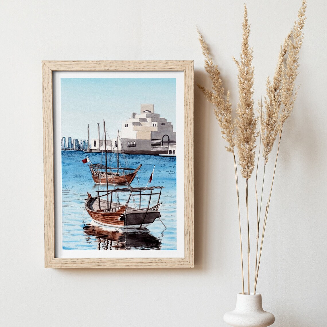 Doha Islamic Museum Watercolor Travel Poster, Qatar - Image 2