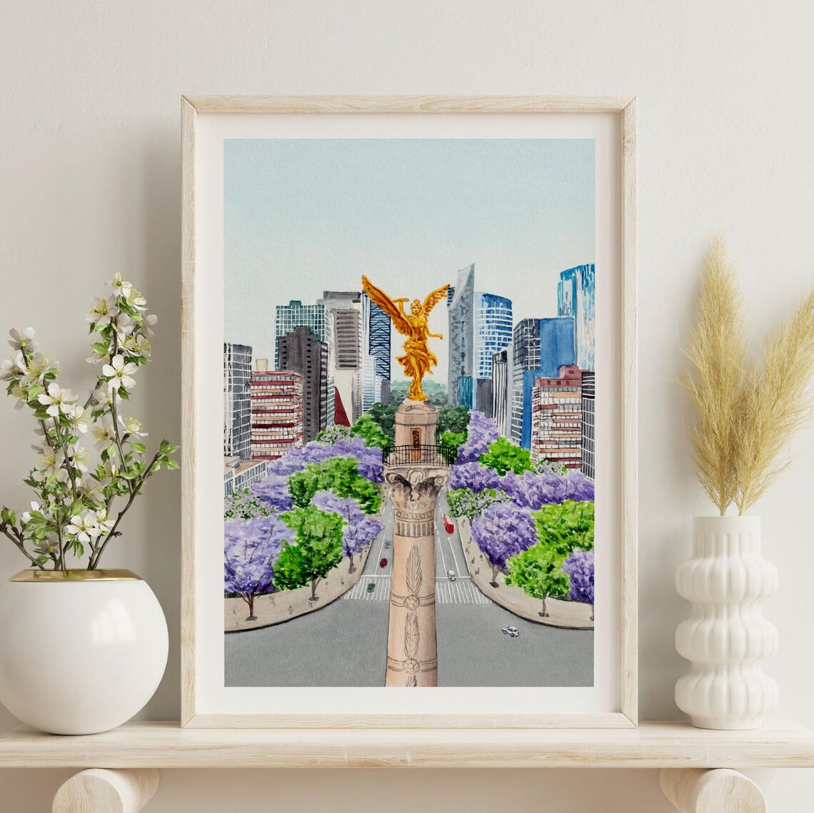 Mexico City Watercolor Art Print, Travel Cityscape - Image 2