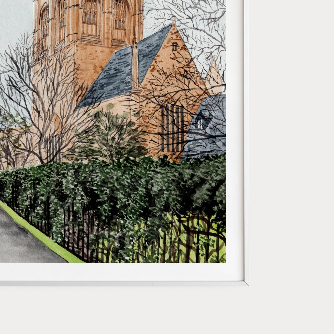 Oxford England Gothic Tower Winter College Watercolor Poster - Image 3