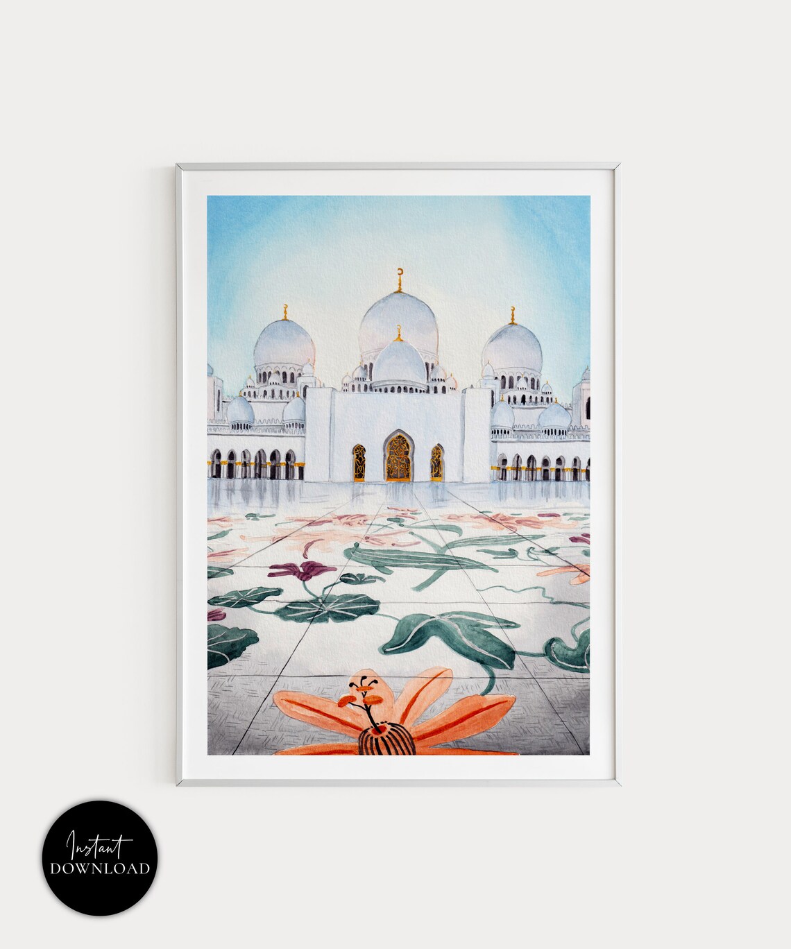 Sheikh Zayed Grand Mosque Abu Dhabi Travel Poster