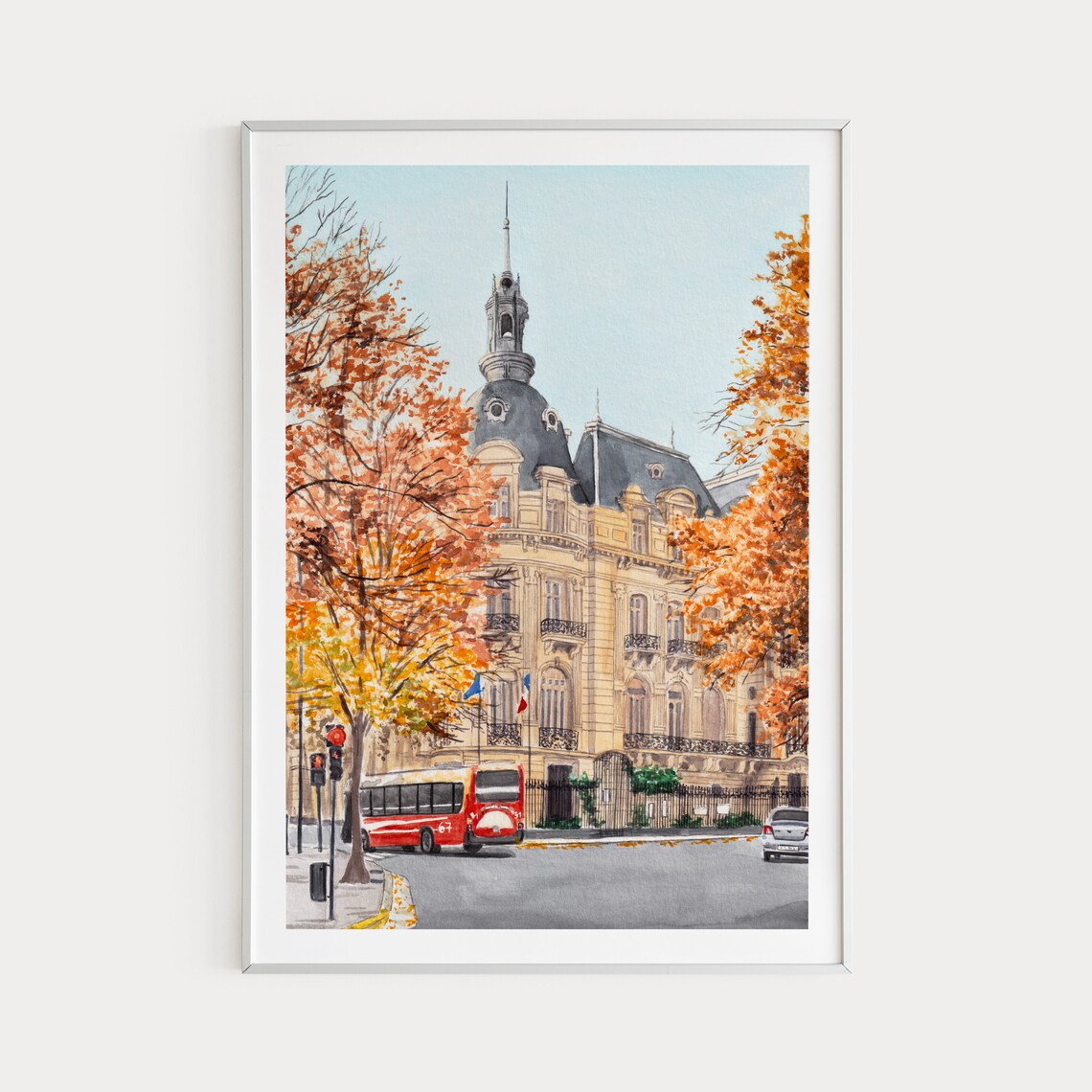 Buenos Aires Watercolor Travel Poster, Argentina