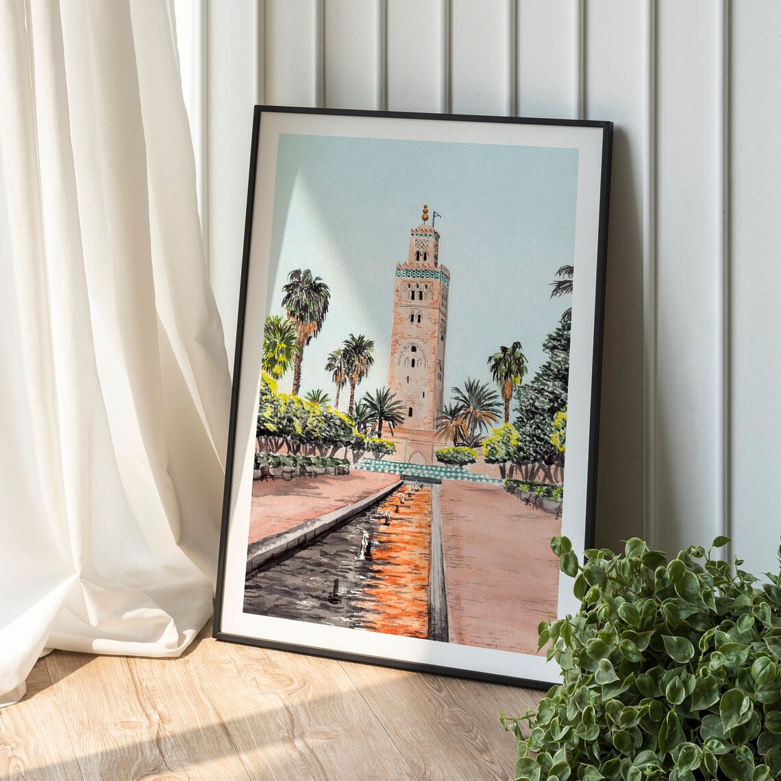 Marrakesh Koutoubia Mosque Watercolor Travel Poster - Image 2