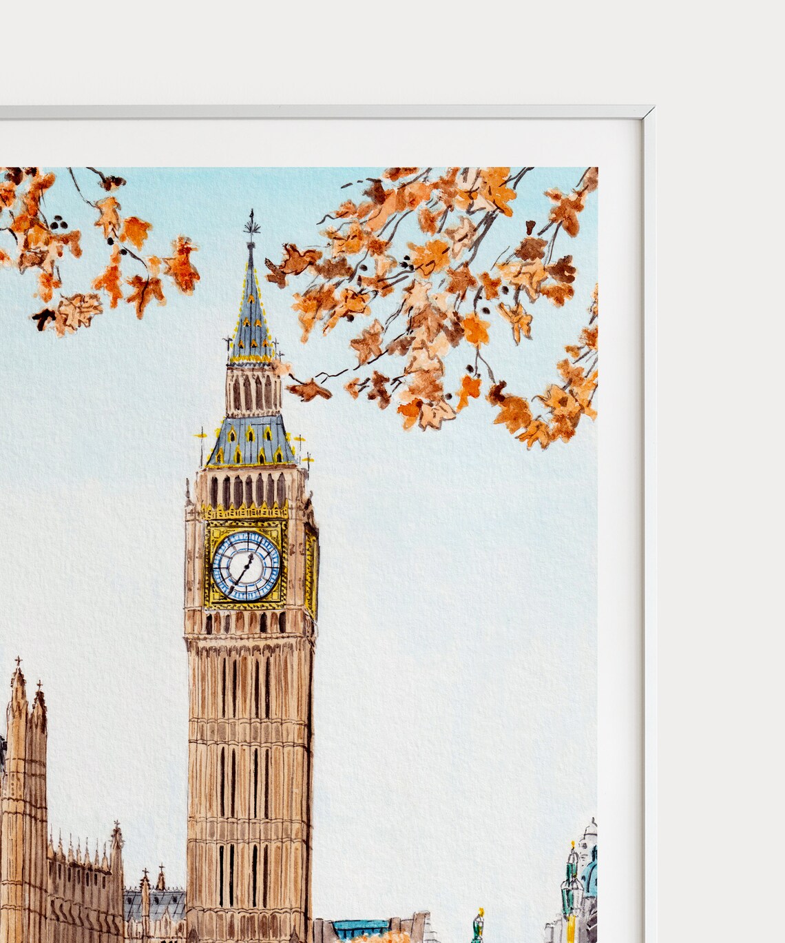 Big Ben London Watercolor Travel Poster Print - Image 2