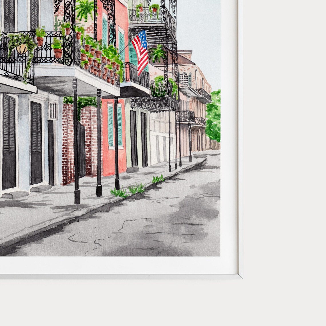 New Orleans Watercolor Travel Poster, French Quarter - Image 2