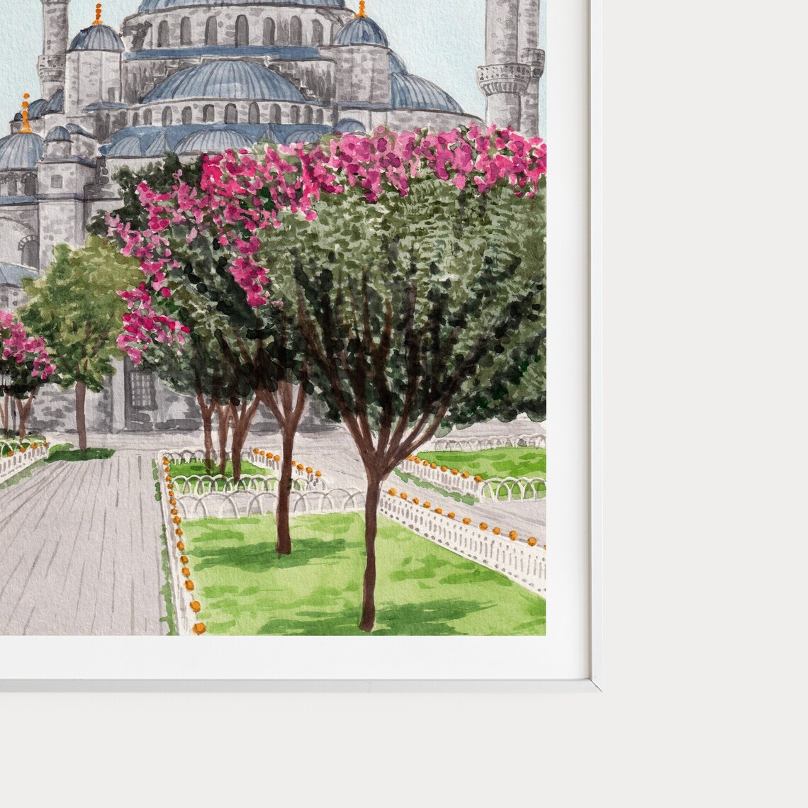 Blue Mosque Watercolor Print, Istanbul Travel Art - Image 2
