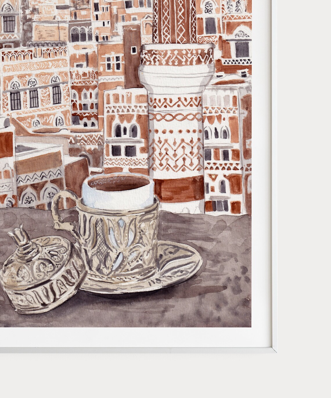Sanaa, Yemen Watercolor Travel Poster, Middle East - Image 3