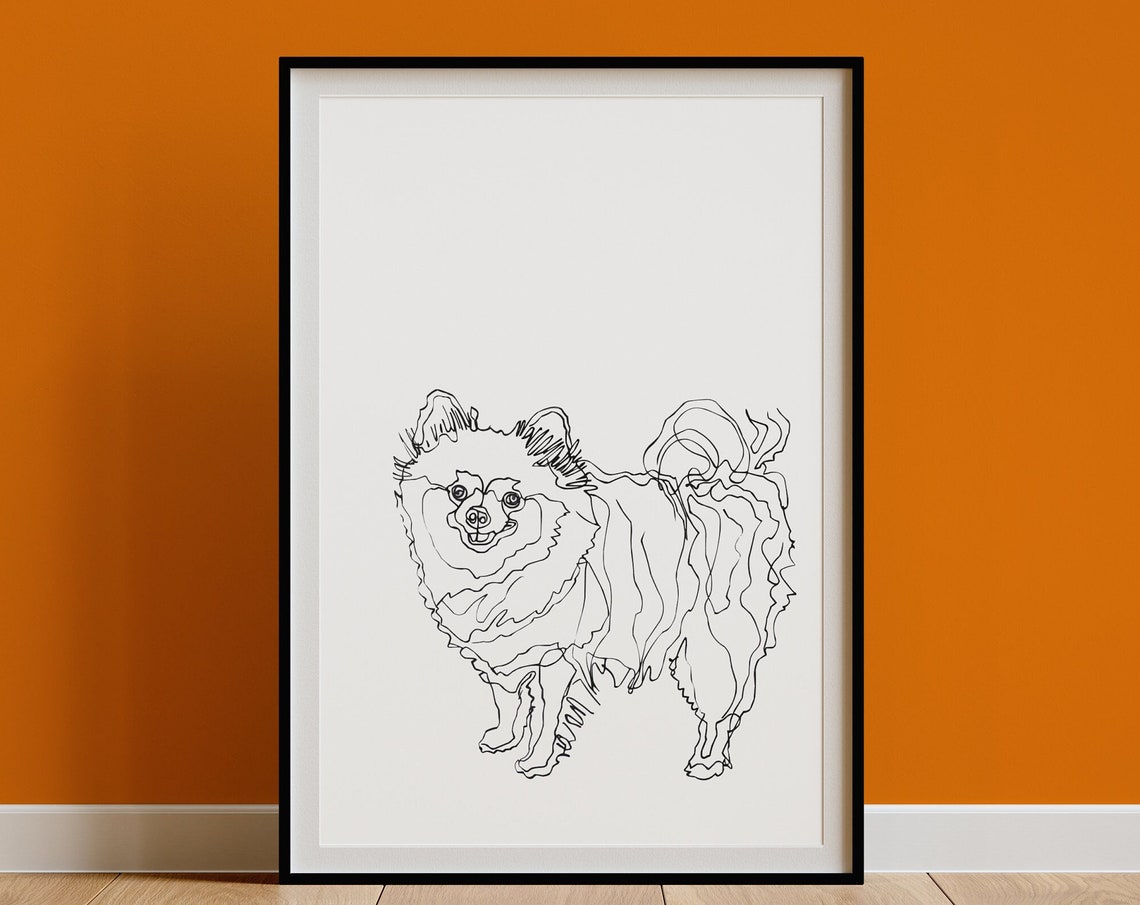 Playful Pomeranian Minimal Line Drawing Portrait Poster Dog Decor - Image 2