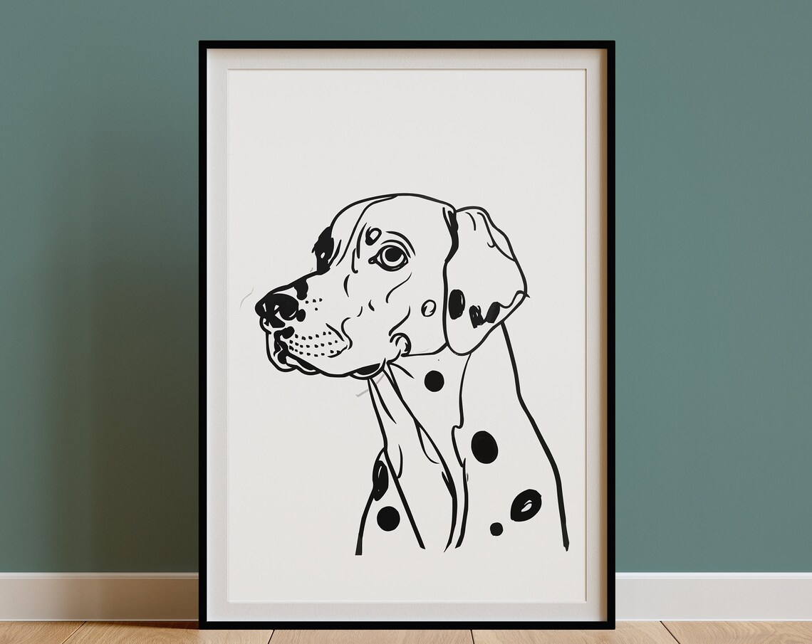 Dalmatian Head Profile Bold Graphic Spots Line Art Portrait Poster - Image 3