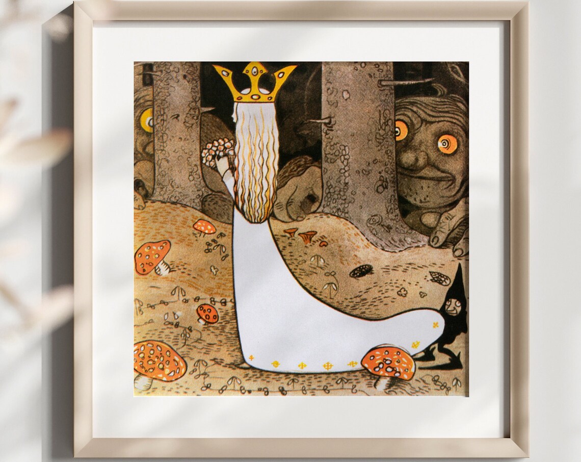 Vintage John Bauer Fairytale Princess Art Print
