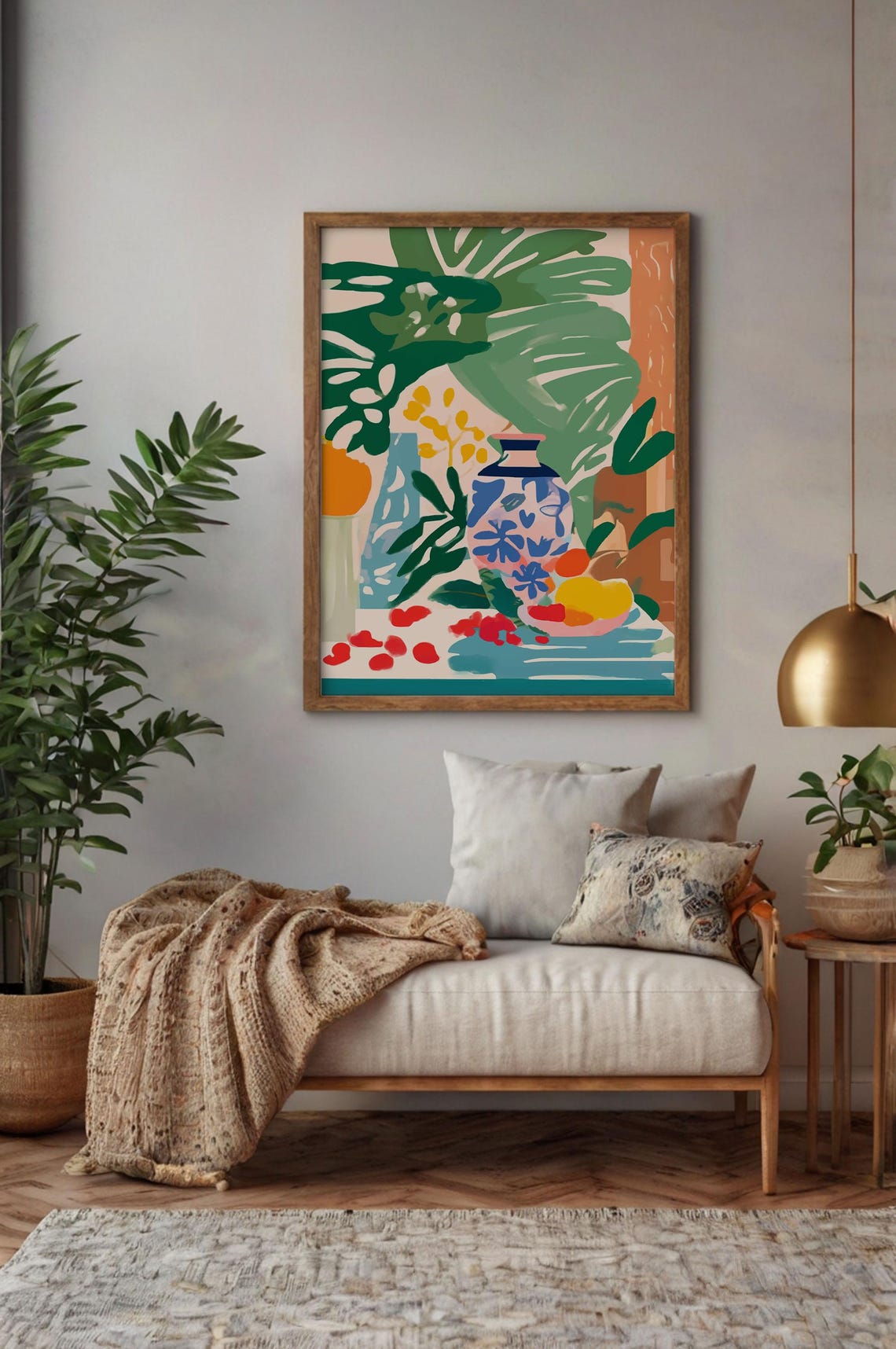 Monstera Leaves and Vases Still Life Tropical Botanical Art Poster - Image 3