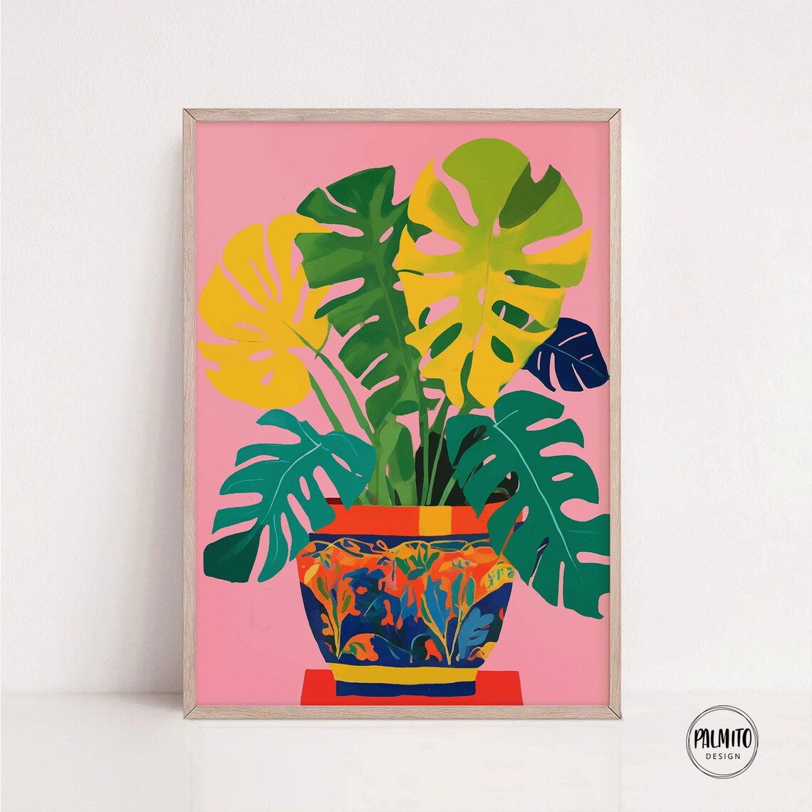 Pink Botanical Tropical Monstera Art Print