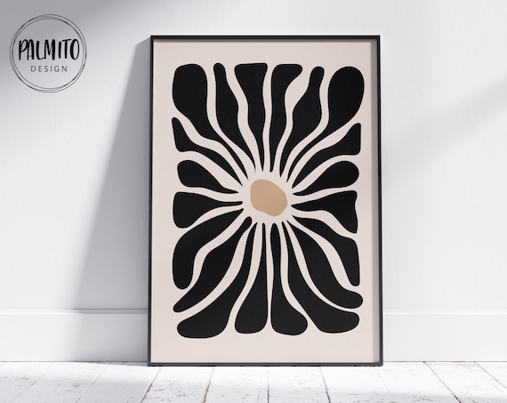 Neutral Abstract Floral Boho Flower Market Art Print