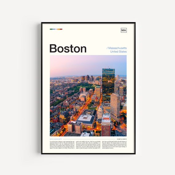 Boston Skyline Travel Poster, Boston City View