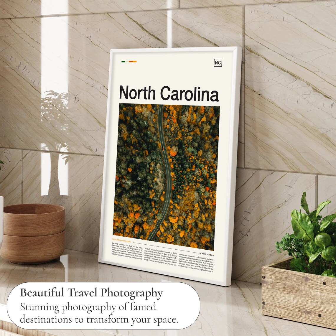 North Carolina United States Autumn Forest Winding Road Aerial Poster - Image 4