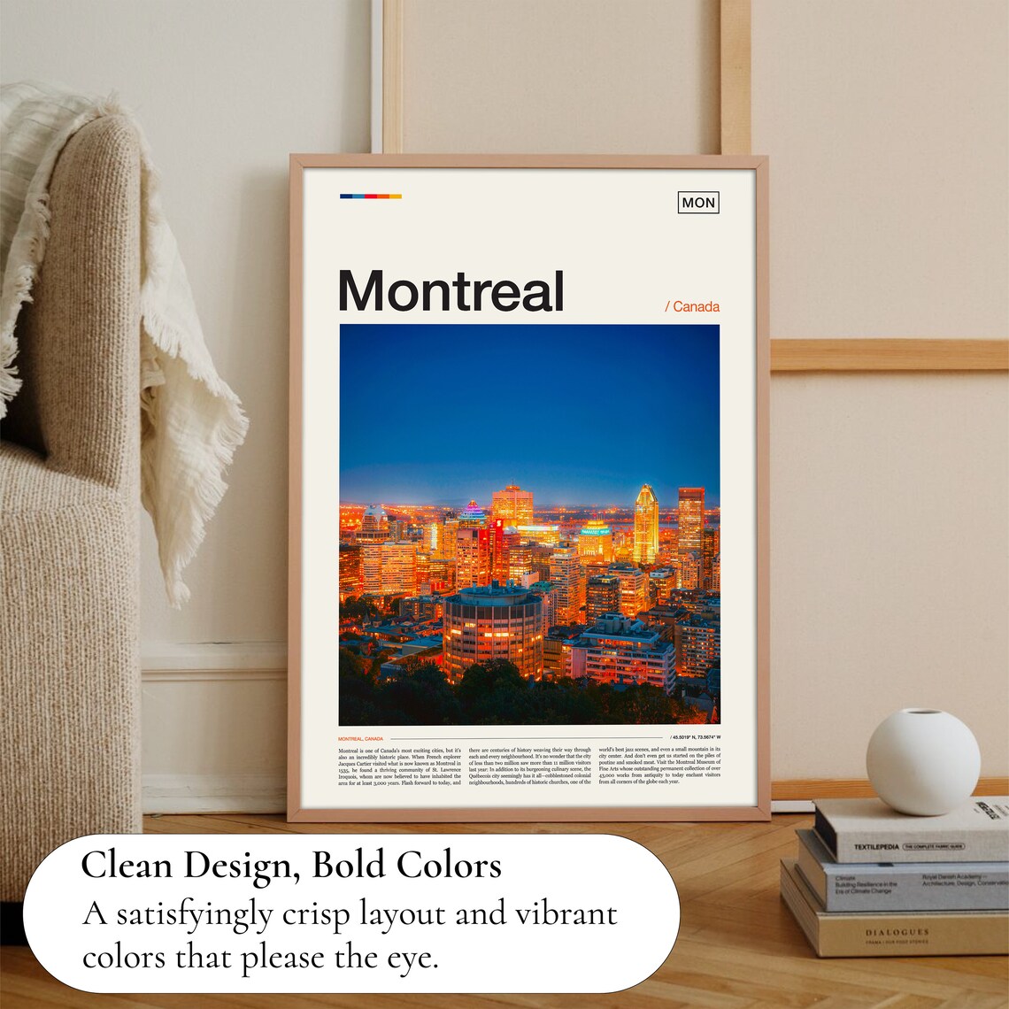 Montreal Canada Night City Skyline Glowing Lights Photography Poster - Image 3