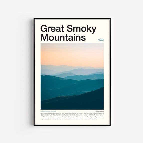 Great Smoky Mountains National Park Misty Ridges Sunset Poster
