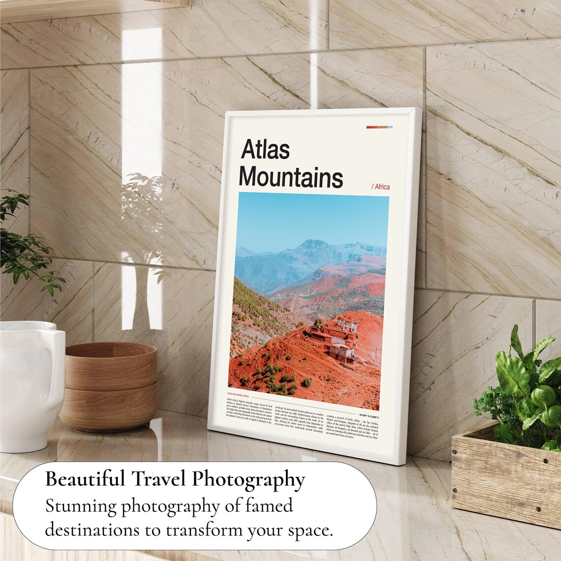 Atlas Mountains Morocco Red Berber Village Valley Travel Poster - Image 4