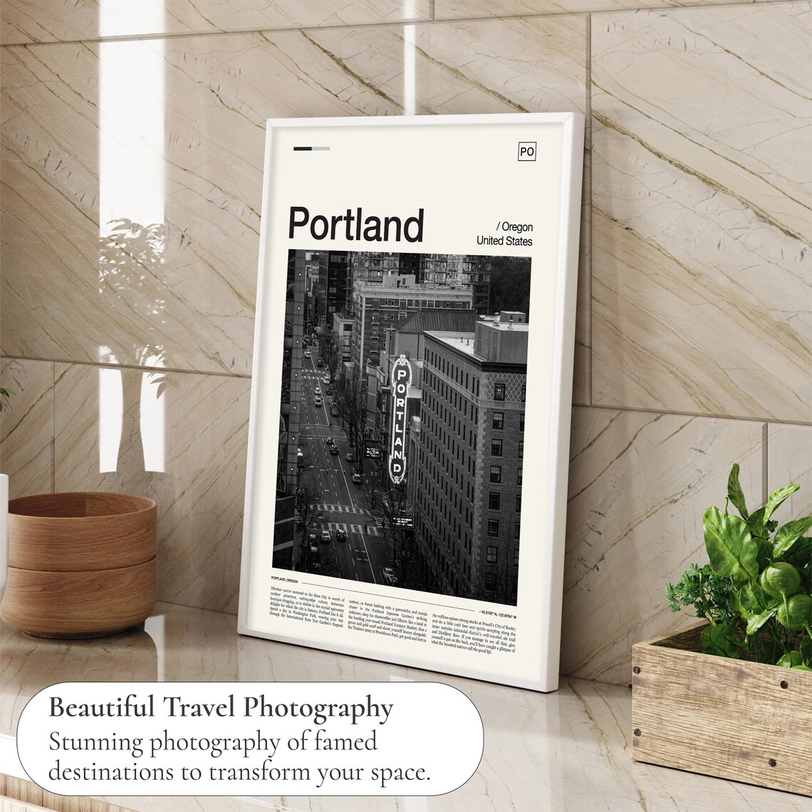 Portland Skyline Black And White Travel Poster - Image 4