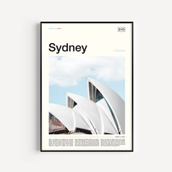 Sydney Skyline Travel Poster, Australia City View