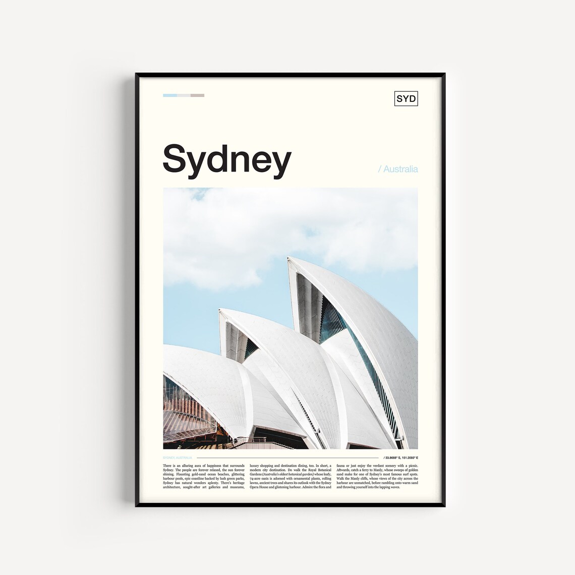 Sydney Skyline Travel Poster, Australia City View