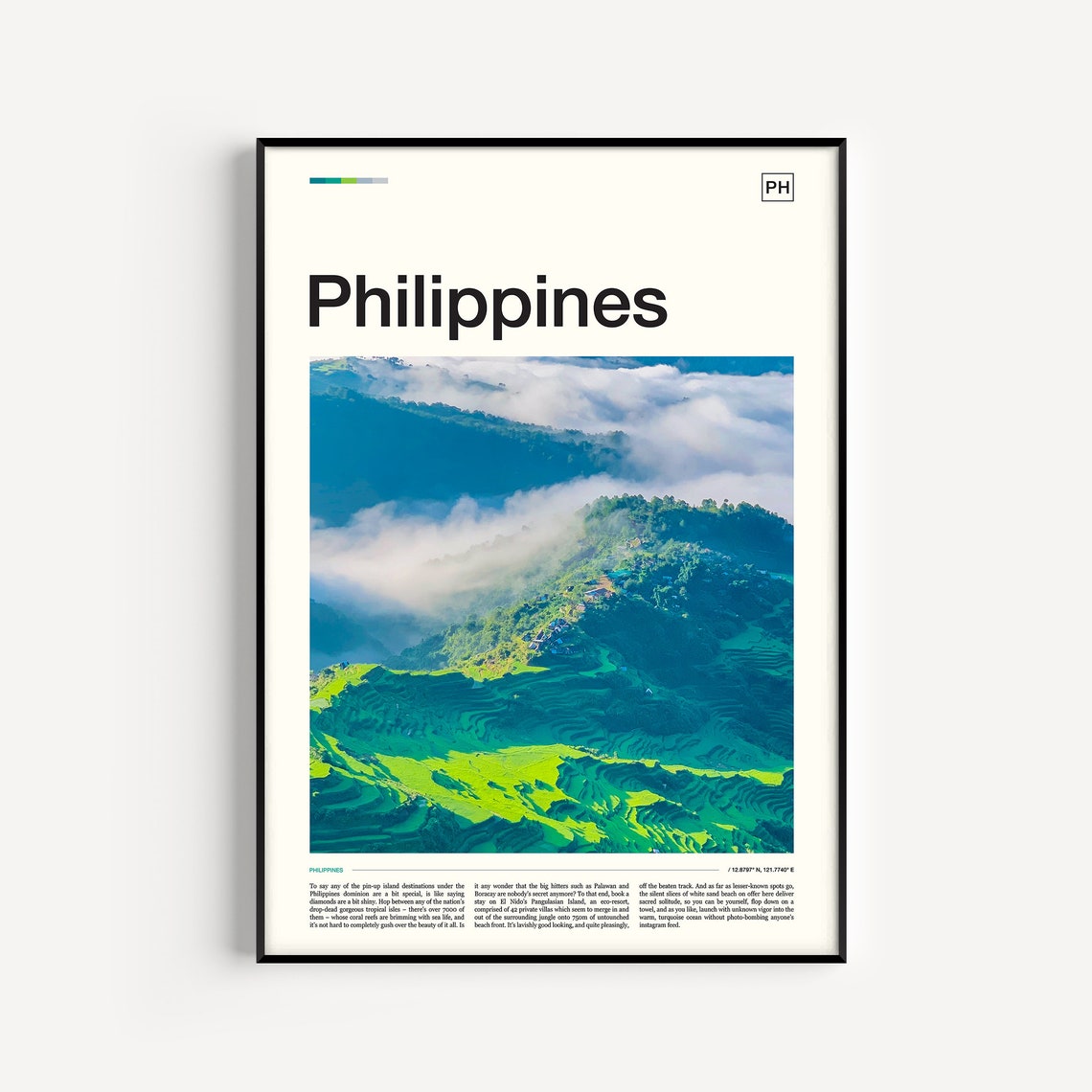 Philippines Rice Terraces Mountain Mist Editorial Travel Poster