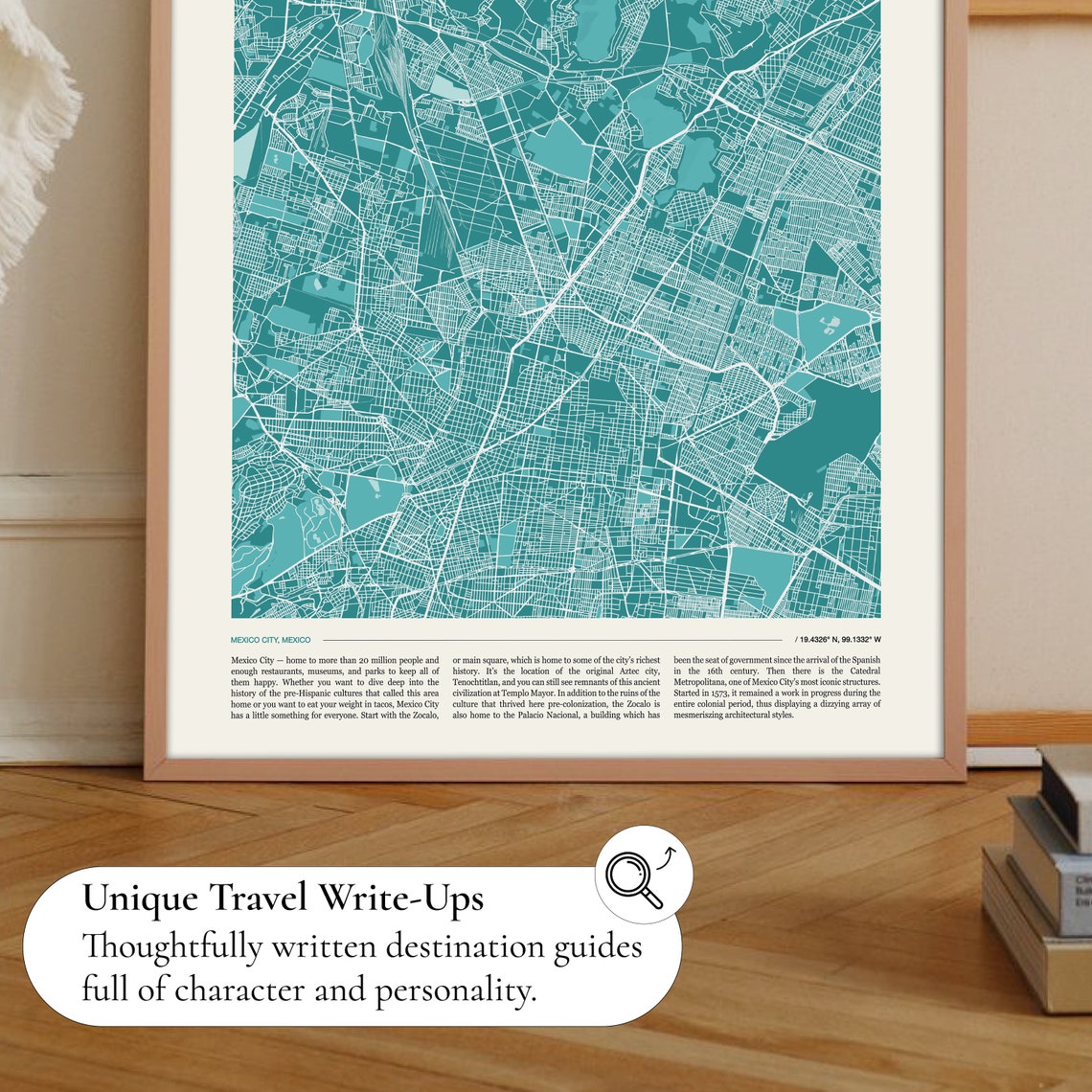 Mexico City Mexico Modern Teal Minimalist Street Map Art Poster - Image 2