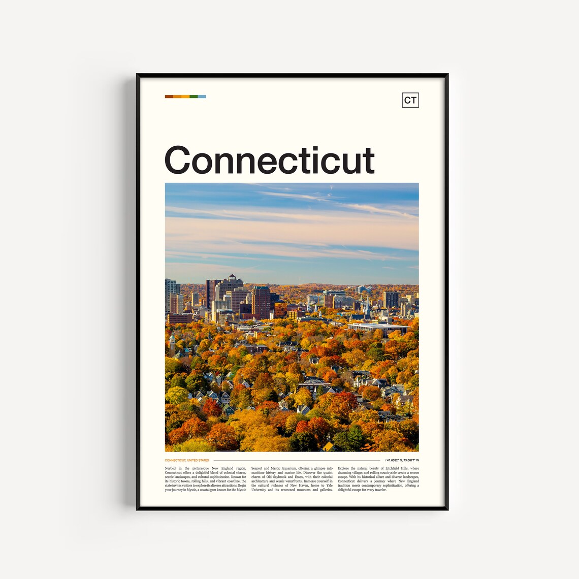 Connecticut Autumn Foliage Hartford Skyline Fall Colors Photo Poster