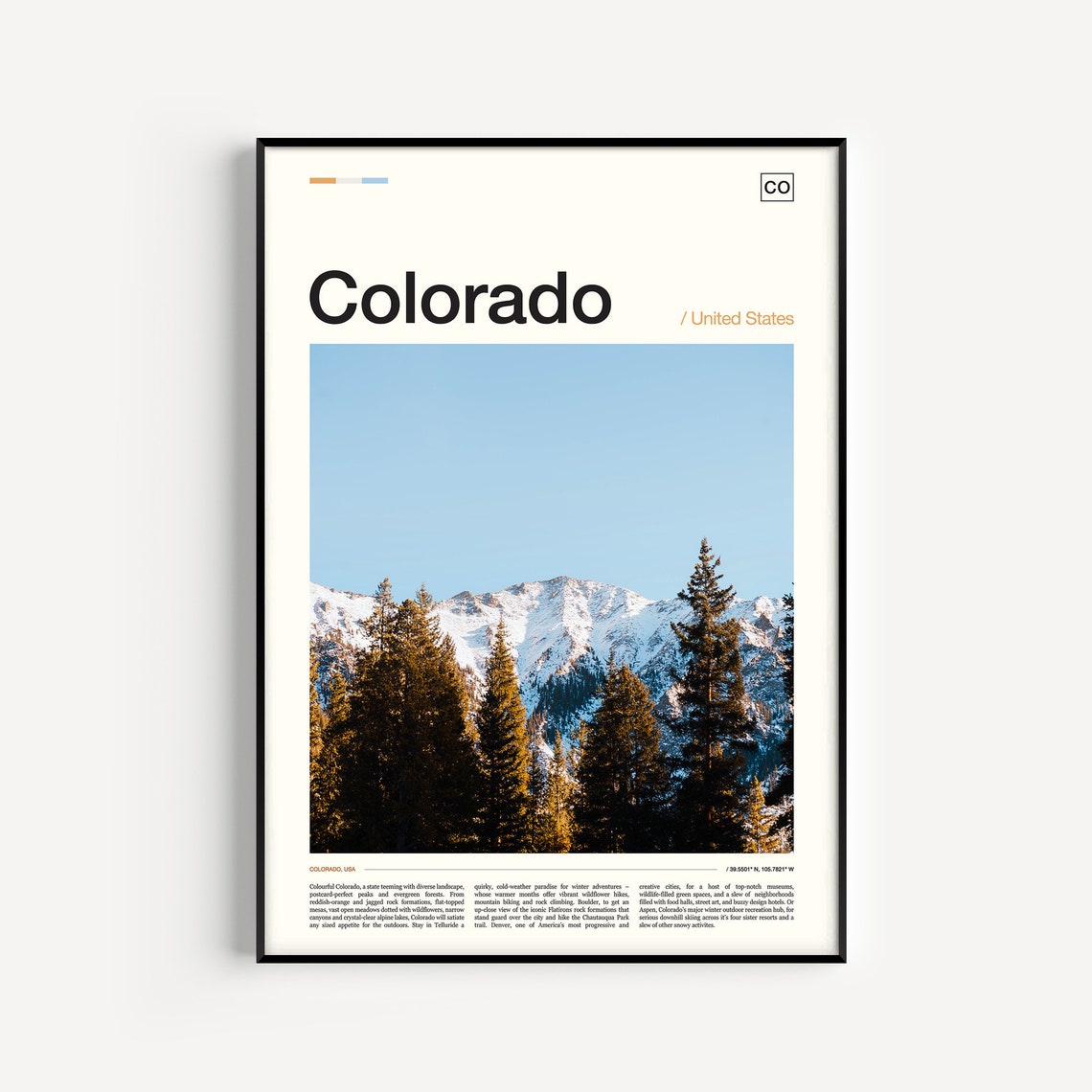 Colorado Rocky Mountains Snow Capped Peaks Pine Forest Alpine Poster