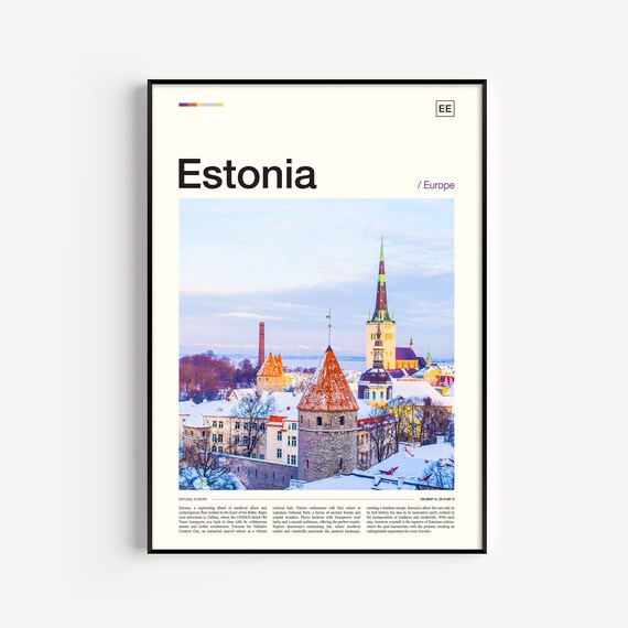 Estonia Tallinn Old Town Winter Snow Cityscape Travel Poster