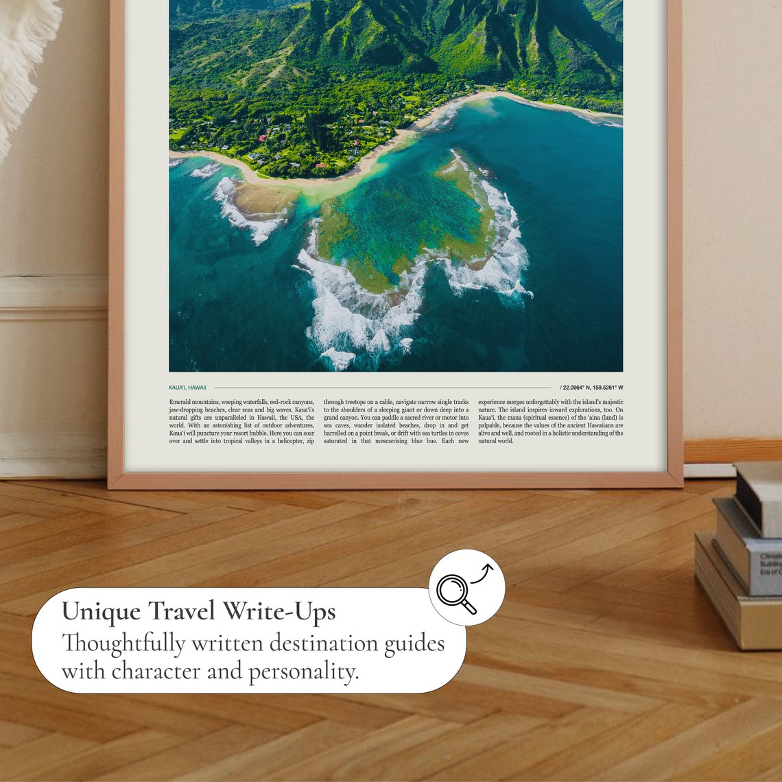 Kauai Hawaii Emerald Cliffs Turquoise Bay Aerial View Poster - Image 2
