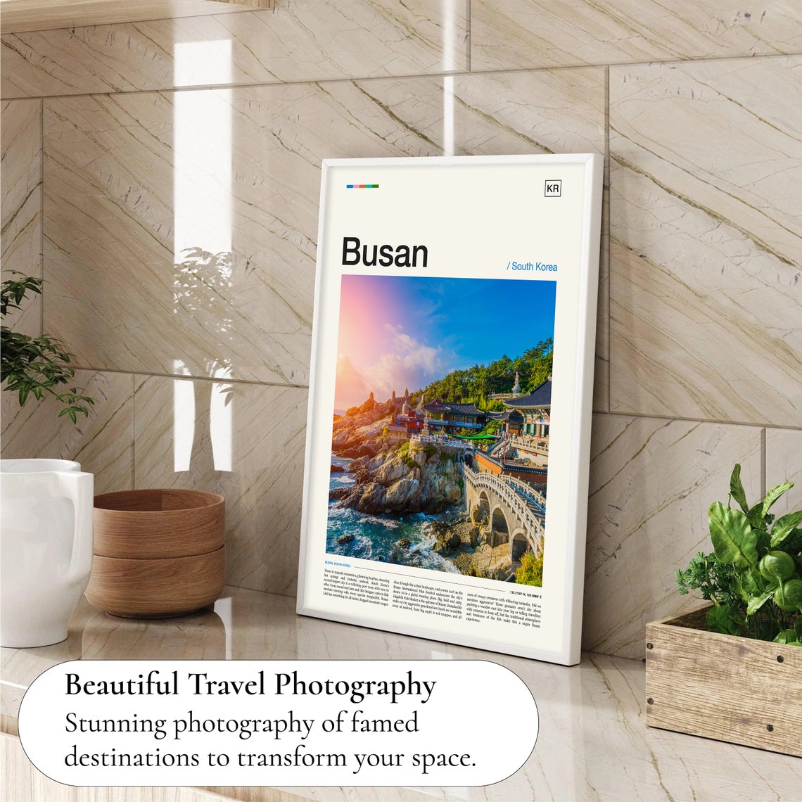 Busan South Korea Coastal Temple Sunset Cliffs Ocean Photo Poster - Image 4