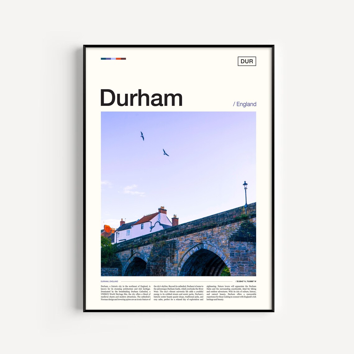 Durham Travel Poster, Place-Inspired Wall Art
