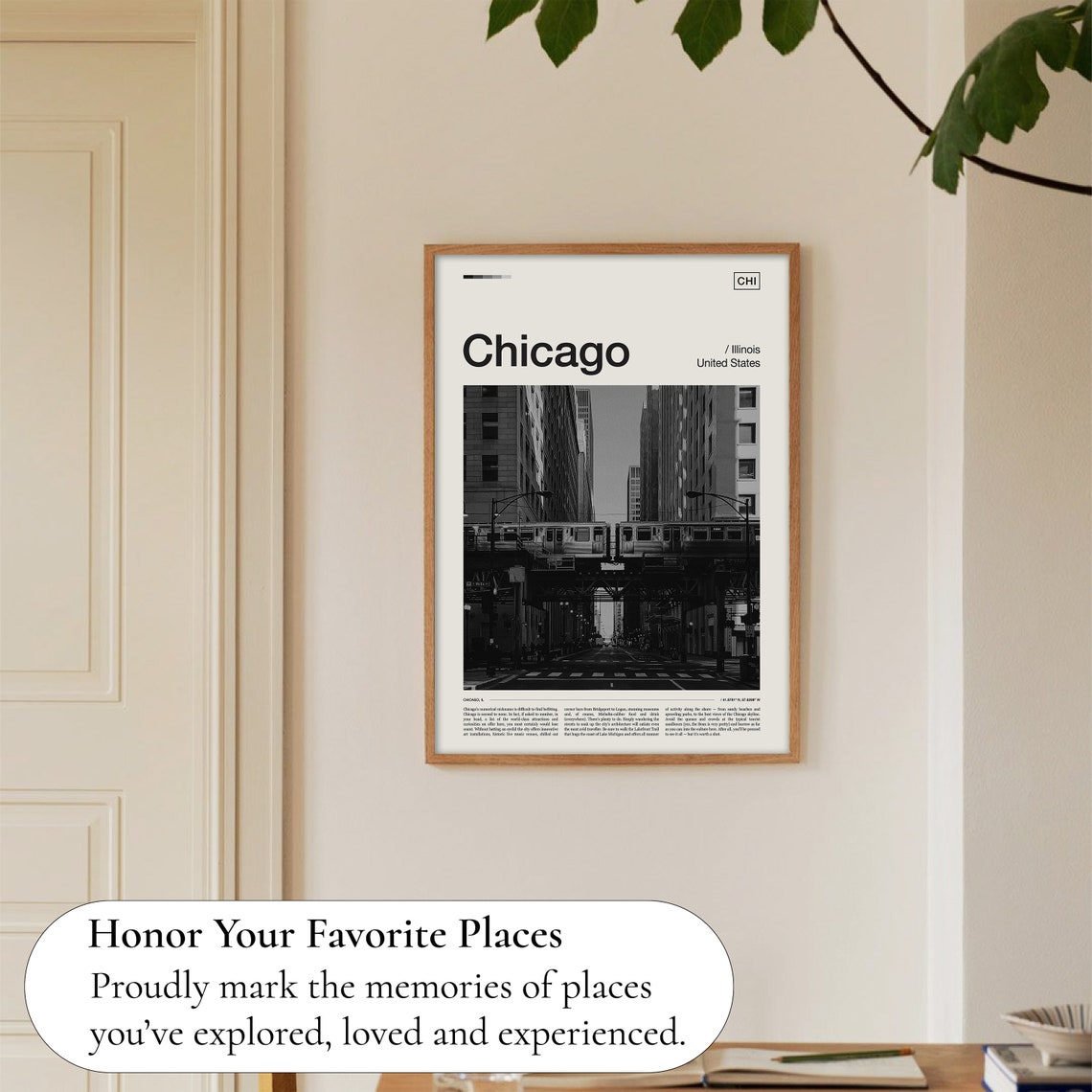 Chicago Illinois Elevated Train Street Black White Urban City Poster - Image 5