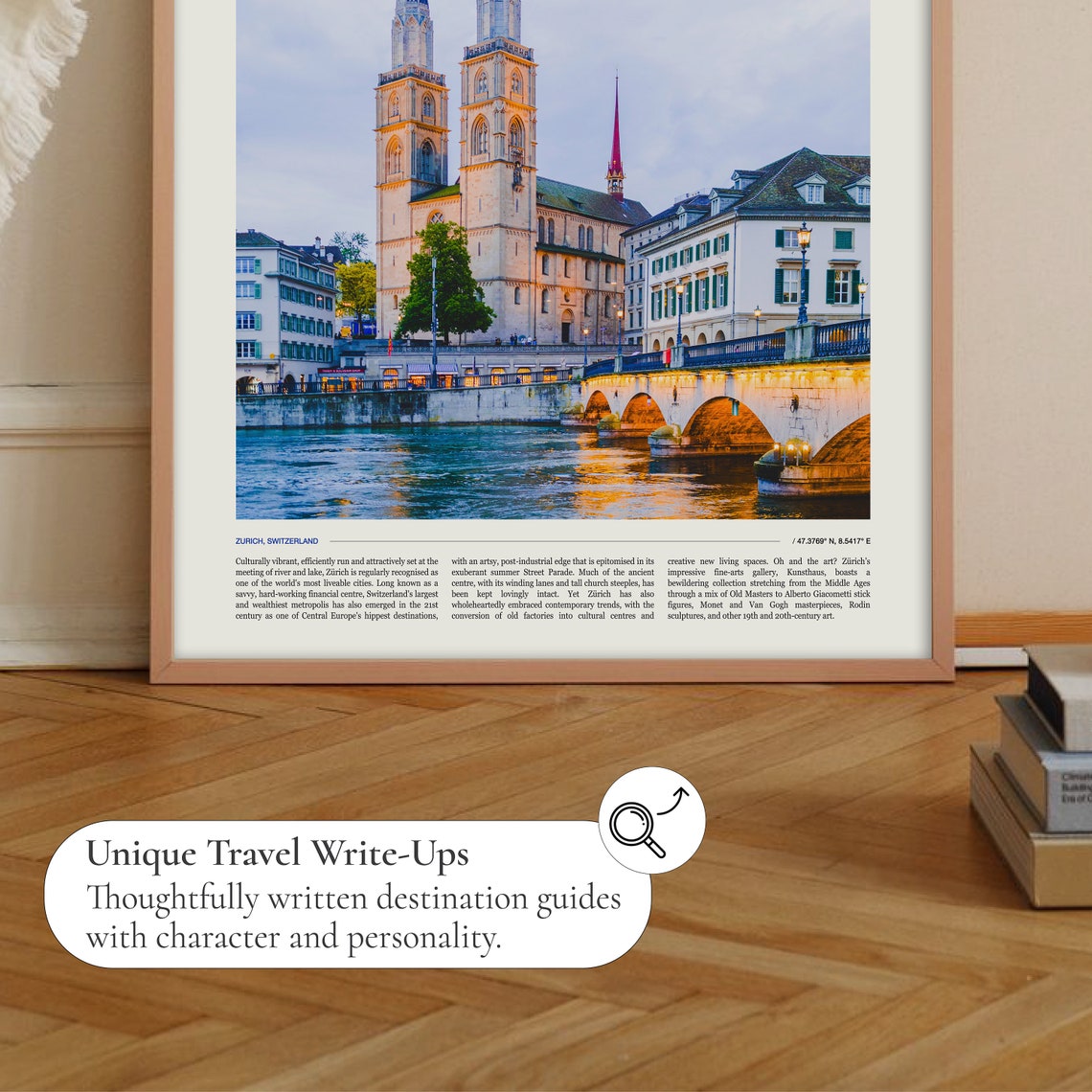 Zurich Switzerland Grossmunster River Old Town Europe Travel Poster - Image 2
