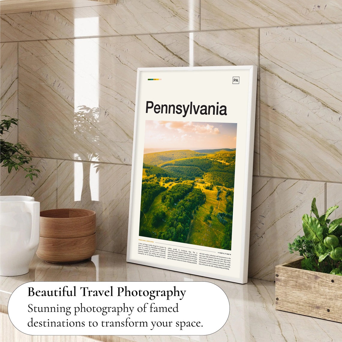 Pennsylvania Rolling Green Hills Landscape Editorial Travel Poster - Image 4