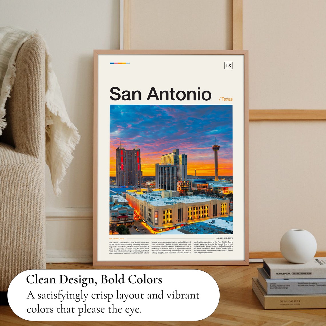 San Antonio Texas Downtown Sunset Skyline Evening Photo Poster - Image 3