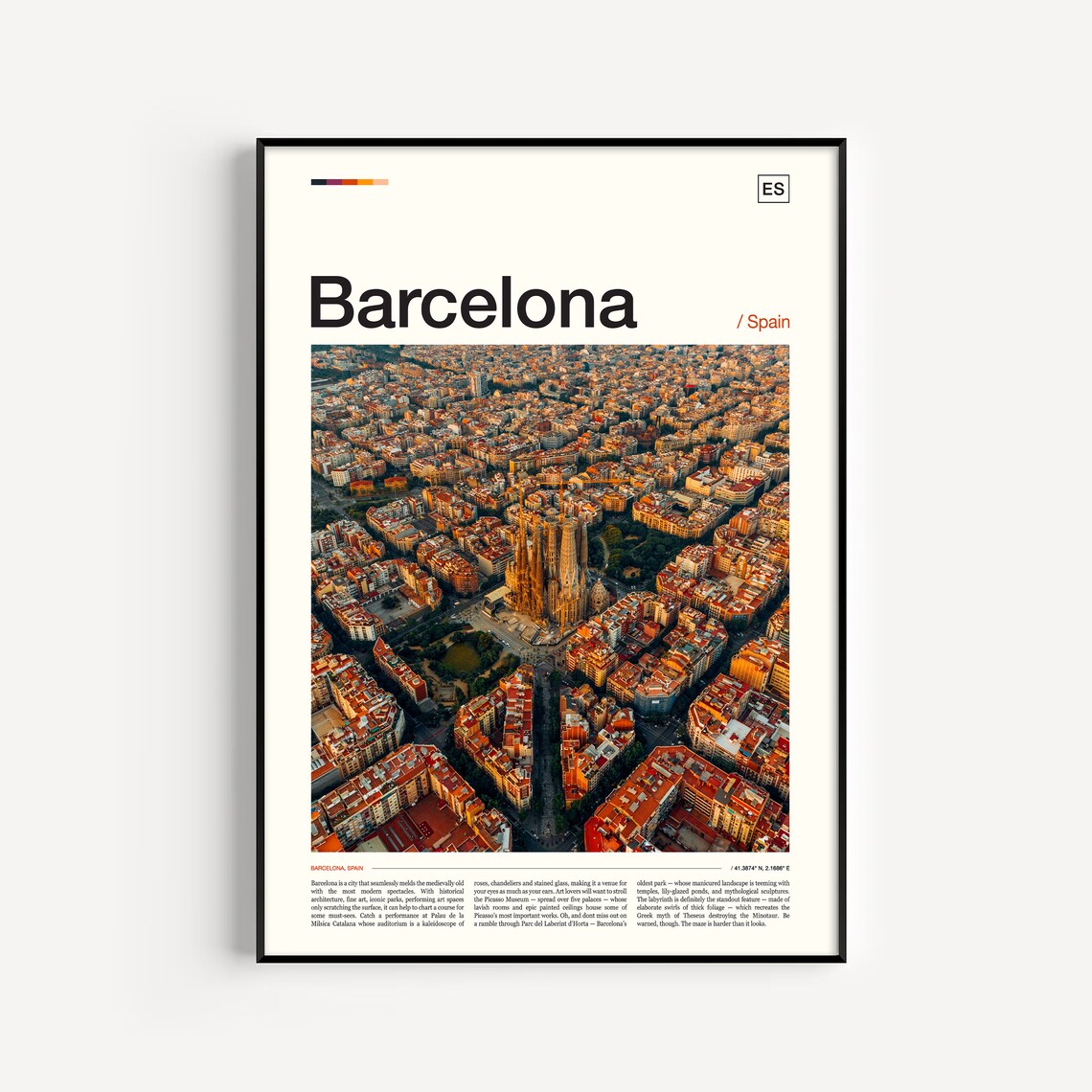 Barcelona Travel Poster, Spain Decor Print