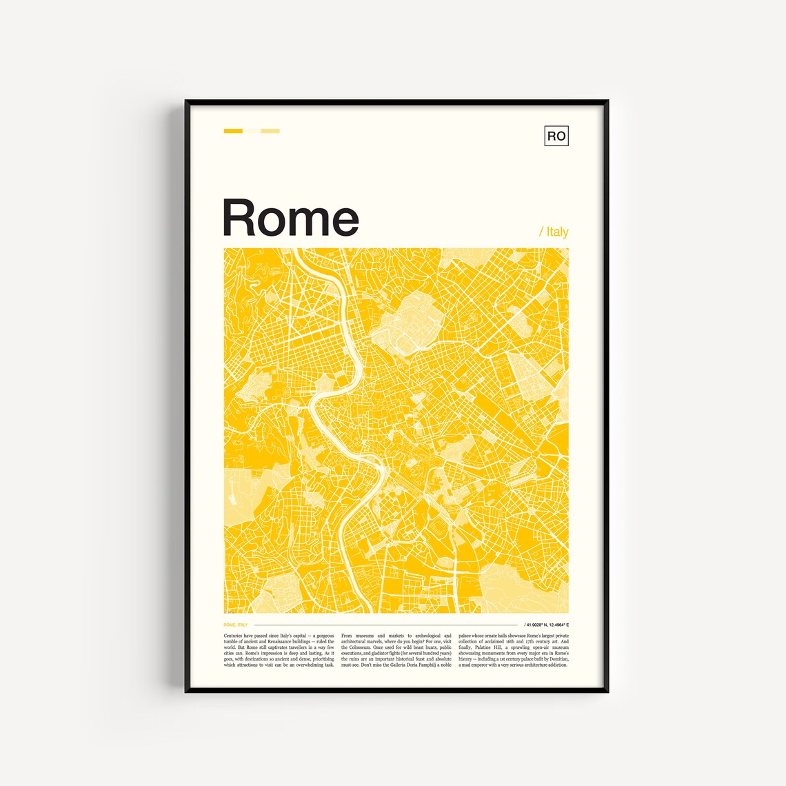 Rome Map Print, Italy Travel Poster