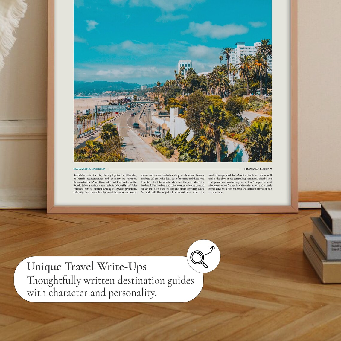 Santa Monica Travel Poster, Holiday Wall Art - Image 2