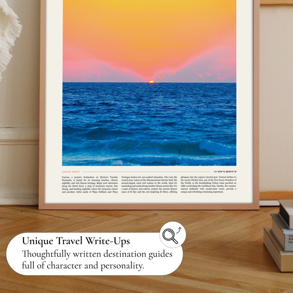 Cancun Mexico Caribbean Sunset Ocean Waves Beach Travel Poster - Image 2